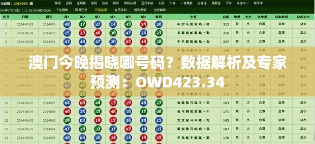 澳門今晚揭曉哪號(hào)碼？數(shù)據(jù)解析及專家預(yù)測(cè)：OWD423.34