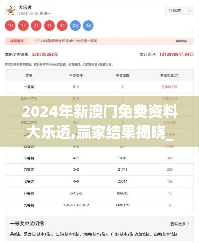 2024年新澳門免費資料大樂透,贏家結果揭曉_神話境ZUD818.75