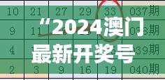 “2024澳門最新開獎(jiǎng)號(hào)碼解讀，精選預(yù)測(cè)版YVM543.74詳解”