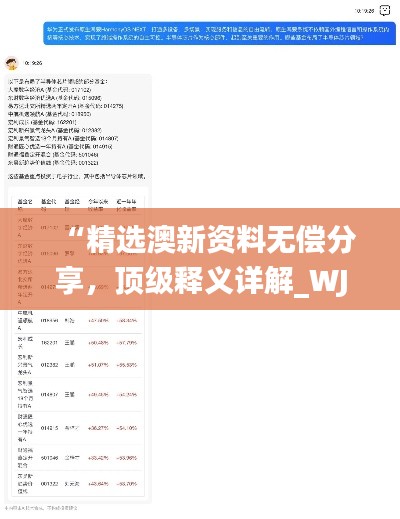 “精選澳新資料無償分享，頂級釋義詳解_WJT911.22自助版”