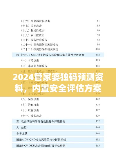 2024管家婆獨(dú)碼預(yù)測(cè)資料，內(nèi)置安全評(píng)估方案DPV19.31