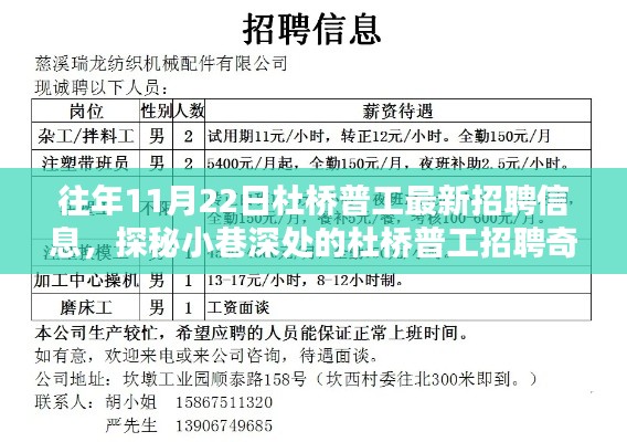 杜橋普工最新招聘信息揭秘，11月22日探秘小巷深處的招聘奇遇記