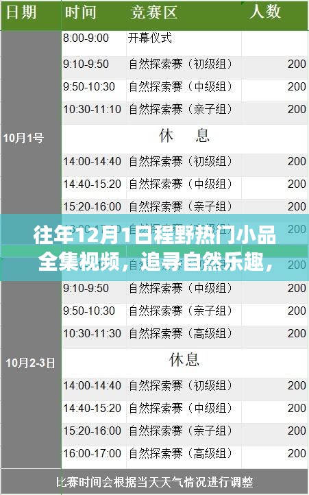 歷年十二月一日程野小品盛宴，追尋自然樂(lè)趣，啟程心靈寧?kù)o之旅