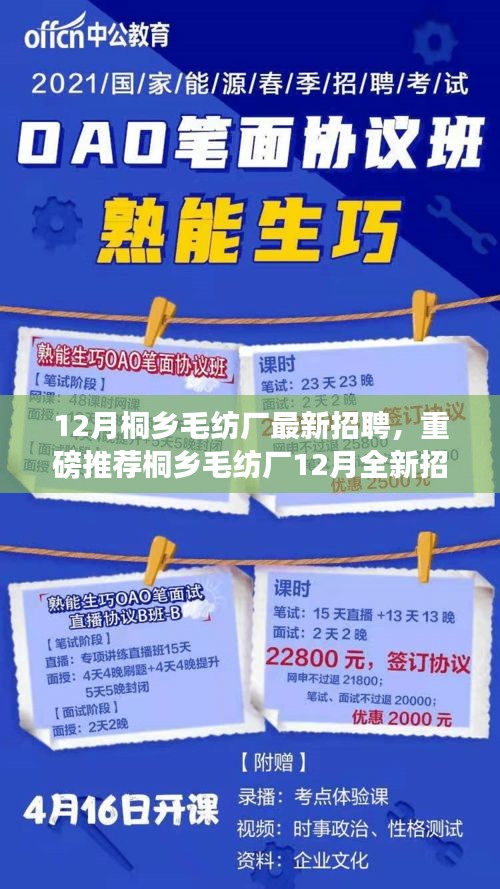 桐鄉(xiāng)毛紡廠12月全新招聘啟事，職業(yè)夢想從這里起航！