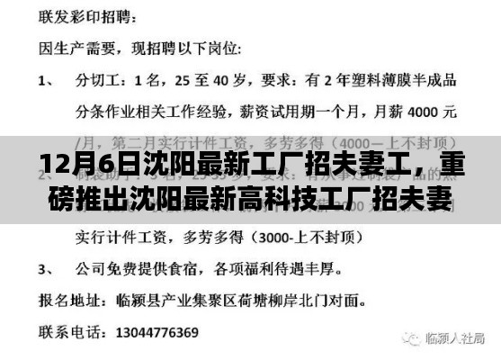 沈陽最新高科技工廠招夫妻工，智能工廠革新，科技之旅新篇章開啟