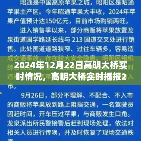 高明大橋?qū)崟r播報，開啟交通新篇章，2024年12月22日實況更新