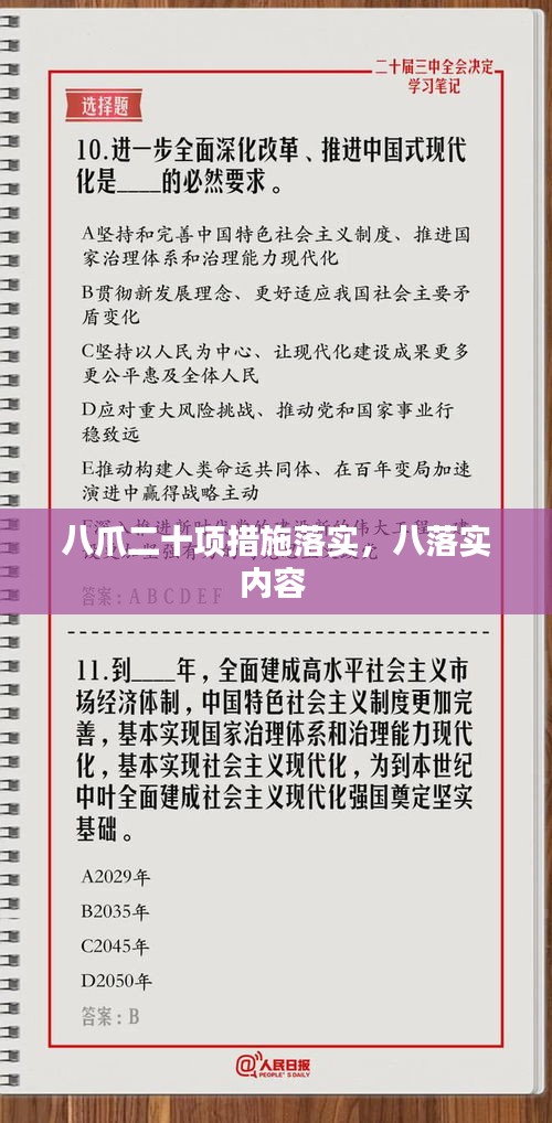 八爪二十項措施落實，八落實內(nèi)容 