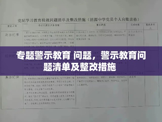 專題警示教育 問題，警示教育問題清單及整改措施 