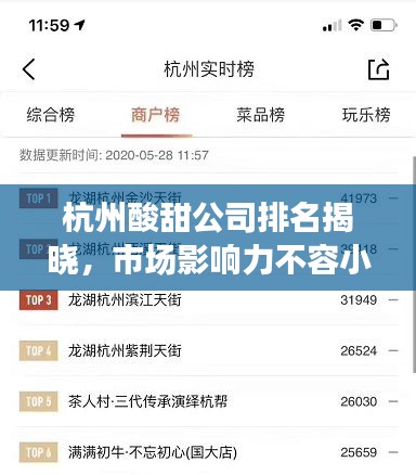 杭州酸甜公司排名揭曉，市場(chǎng)影響力不容小覷