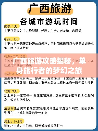 廣西旅游攻略揭秘，單身旅行者的夢幻之旅